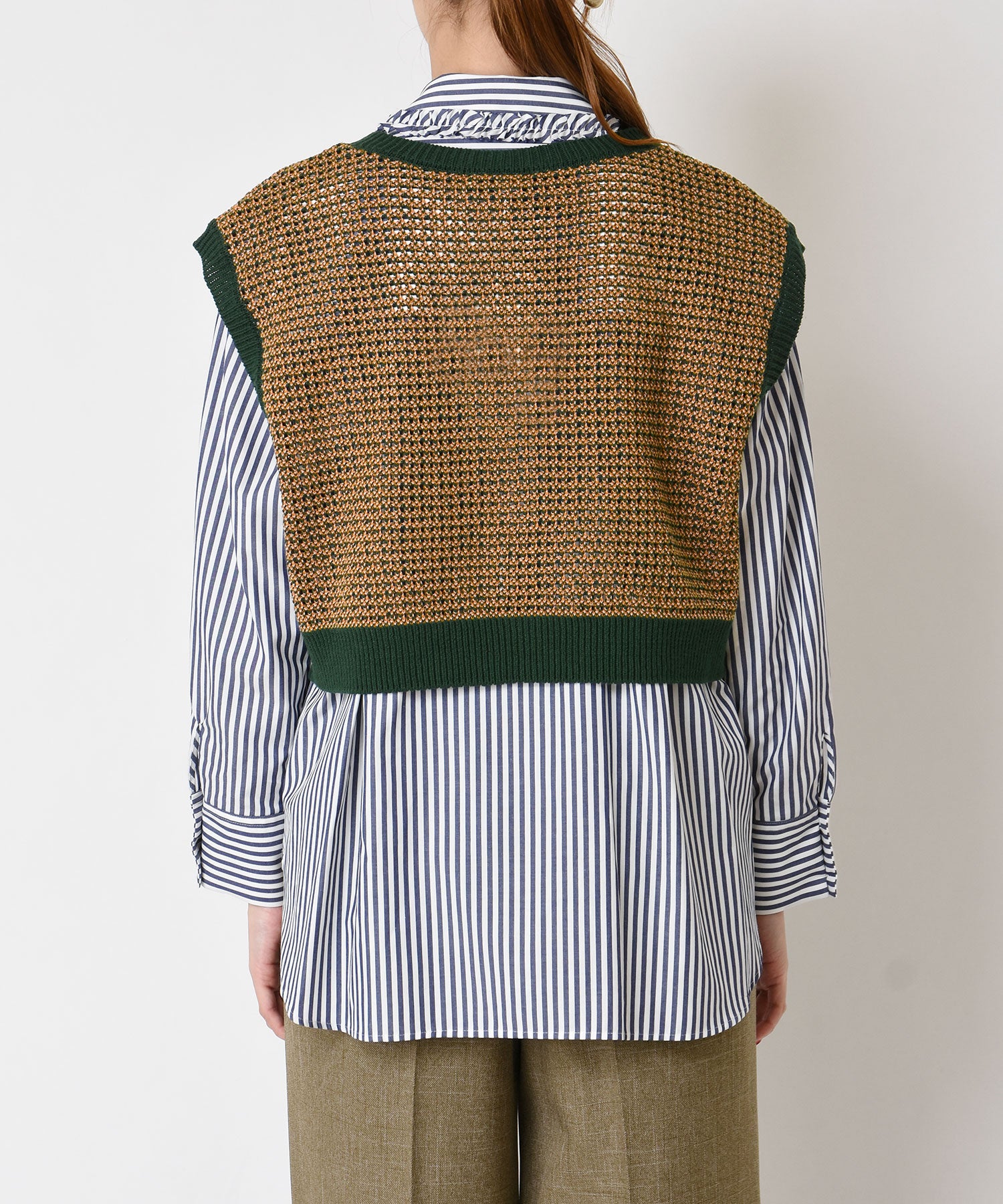 未使用級　PLEATS PLEASE バイカラー ノースリーブ ニット ベスト バイカラーMIXニットベスト